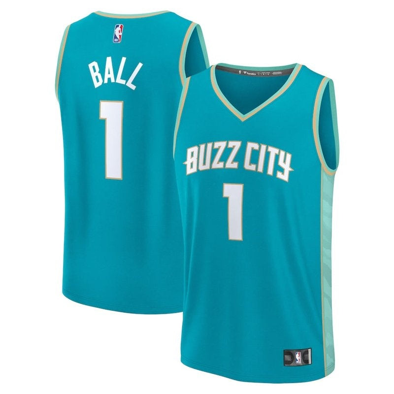 Camiseta NBA LaMelo Ball - Charlotte Hornets - Fanatics Branded 23/24 Fast Break - Azul Petróleo - Edición Ciudad