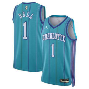 Camiseta NBA LaMelo Ball - Charlotte Hornets - Jordan Brand 23/24 - Versión Clásica - Azul Petróleo