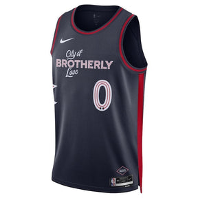 Camiseta NBA Tyrese Maxey - Philadelphia 76ers - 23/24 - Azul Marino - Edición Ciudad